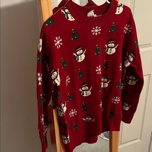 Festive Red Snowman Sweater
